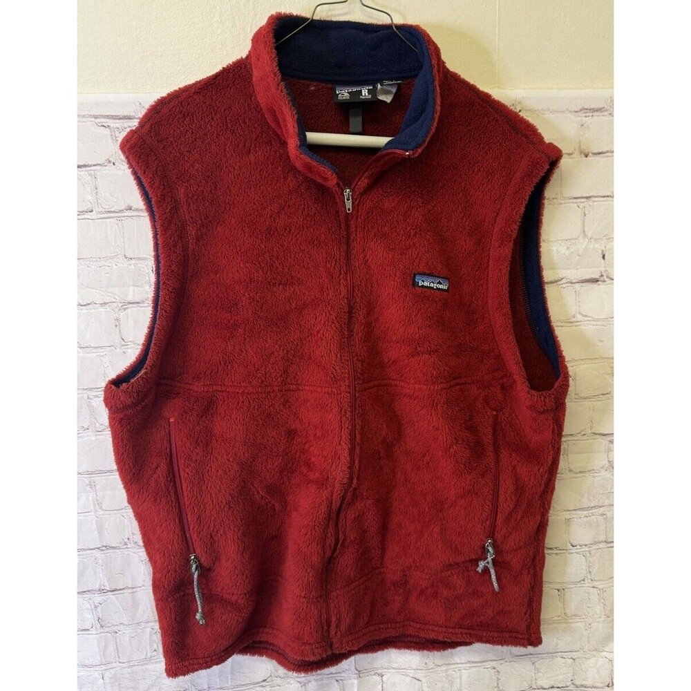 Patagonia Fall 1987 Retro X Fleece Deep High Pile Red Vest Outdoors Size Large